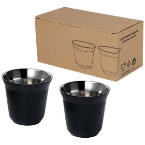 Juego de tazas para espresso de acero inoxidable de 80 ml con certificado RCS 'Duo'