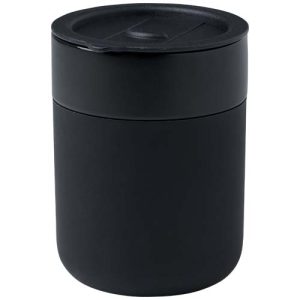 Vaso de cerámica de 330 ml con agarradero de silicona y tapa de plástico 'Java'
