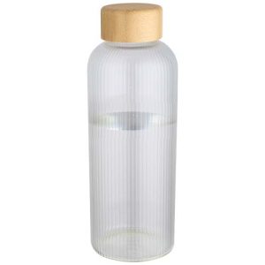 Botella de 650 ml de vidrio borosilicato de pared simple con tapa de bambú 'Mirage'