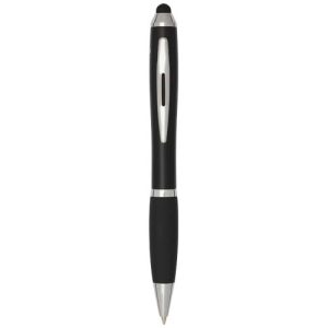 Bolígrafo de plástico reciclado con certificado RCS, stylus, cuerpo de color y empuñadura negra (tinta negra) 'Nash'