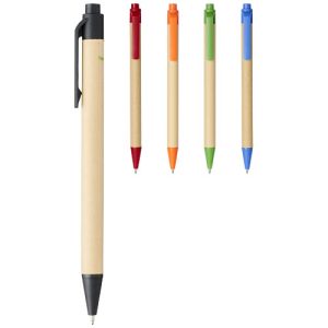 Bolígrafo de cartón reciclado y plástico de maíz 'Berk' (tinta negra)
