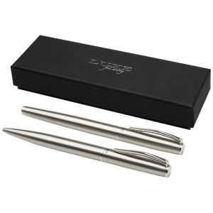 Set de bolígrafo y rollerball de acero inoxidable reciclado 'Didimis' (tinta negra)