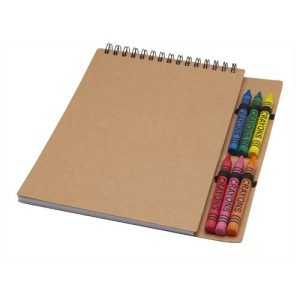 Libreta de tapa blanda A5 con espiral y set de ceras 'Doodle'