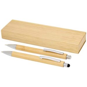 Set de bolígrafo y portaminas de bambú 'Oblys' (tinta negra)