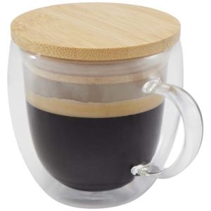 Taza de vidrio de 250 ml con tapa de bambú 'Lenora'