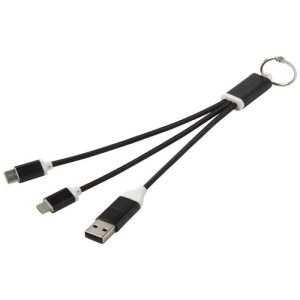 Cable de carga 4 en 1 de aluminio reciclado con llavero 'Metal'