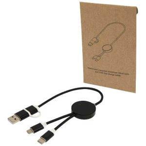 Cable 5 en 1 de aluminio y plástico reciclado de 30 cm para sincronización de datos y carga rápida de 27 W 'Alasia'
