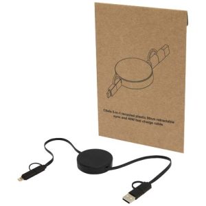 Cable retráctil 5 en 1 de plástico reciclado de 90 cm para sincronización de datos y carga rápida de 40 W 'Citala'