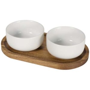 Set de bandeja de madera y cuencos de cerámica 'Noa'