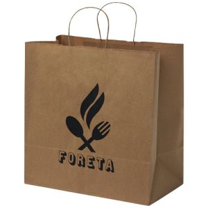 Bolsa de papel kraft 80-90 g/m2 con asas retorcidas, 34 x 20 x 35 cm